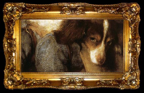 framed  Gerard Ter Borch A Boy Caching Fleas on His Dog, ta009-2